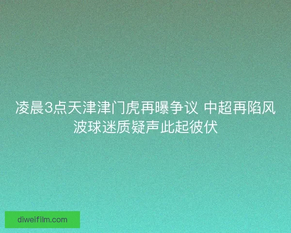 凌晨3点天津津门虎再曝争议 中超再陷风波球迷质疑声此起彼伏
