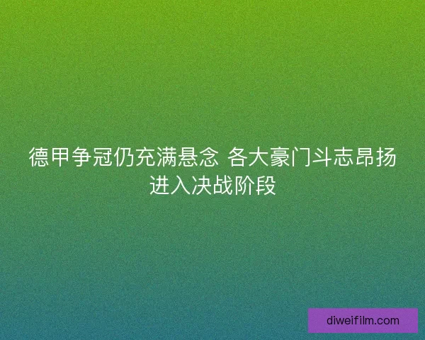 德甲争冠仍充满悬念 各大豪门斗志昂扬进入决战阶段